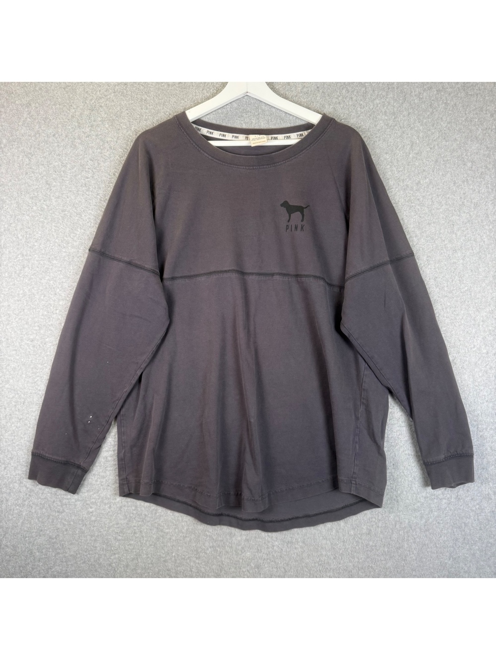 Victoria's Secret PINK Black Crewneck Sweatshirt Large Oversized Graphic Logo